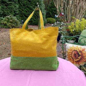 Beautiful Lemon Lime suede tote